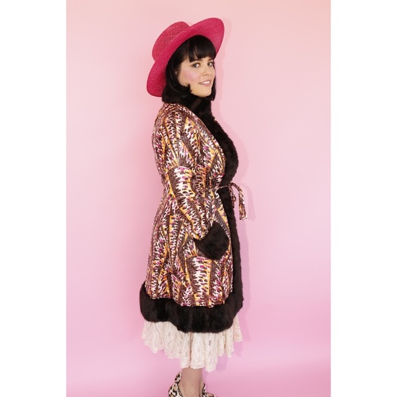 Vtg 70s Lilli Ann Iridescent Faux fur Coat SM - Picture 5 of 8